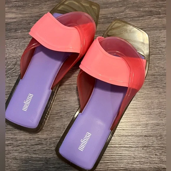 Melissa Pink and Purple Sandals Minimalist Design - Picture 1 of 4